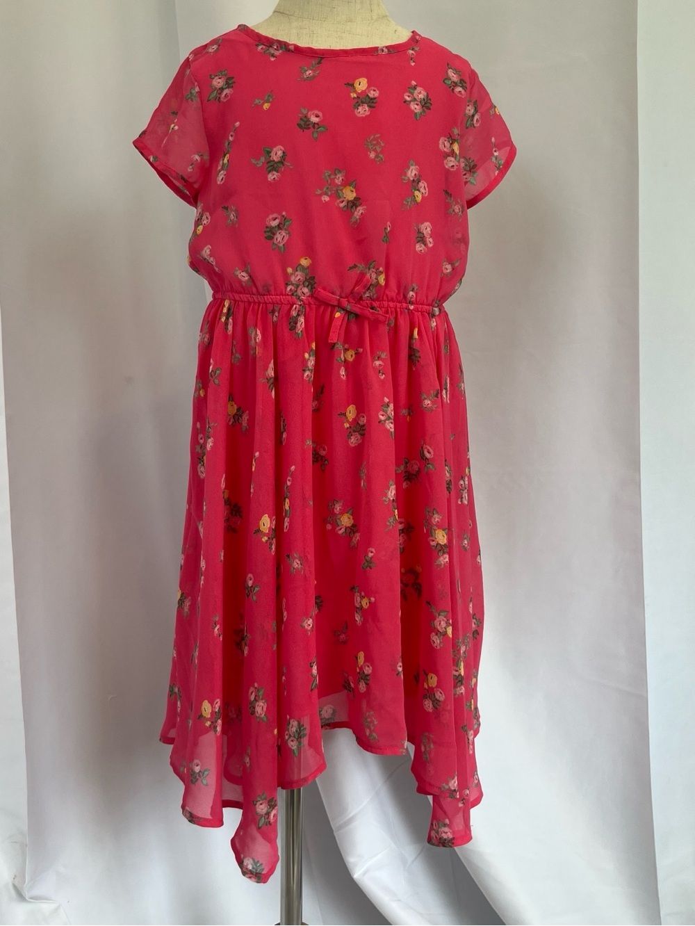 H&M Girls' Bright Pink Floral Chiffon Dress Sz 8